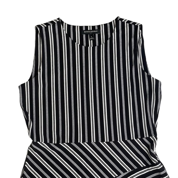 BANANA REPUBLIC STRIPE ASYMMETRICAL FIT FLARE DRESS Factory size Small Black - Picture 2 of 3